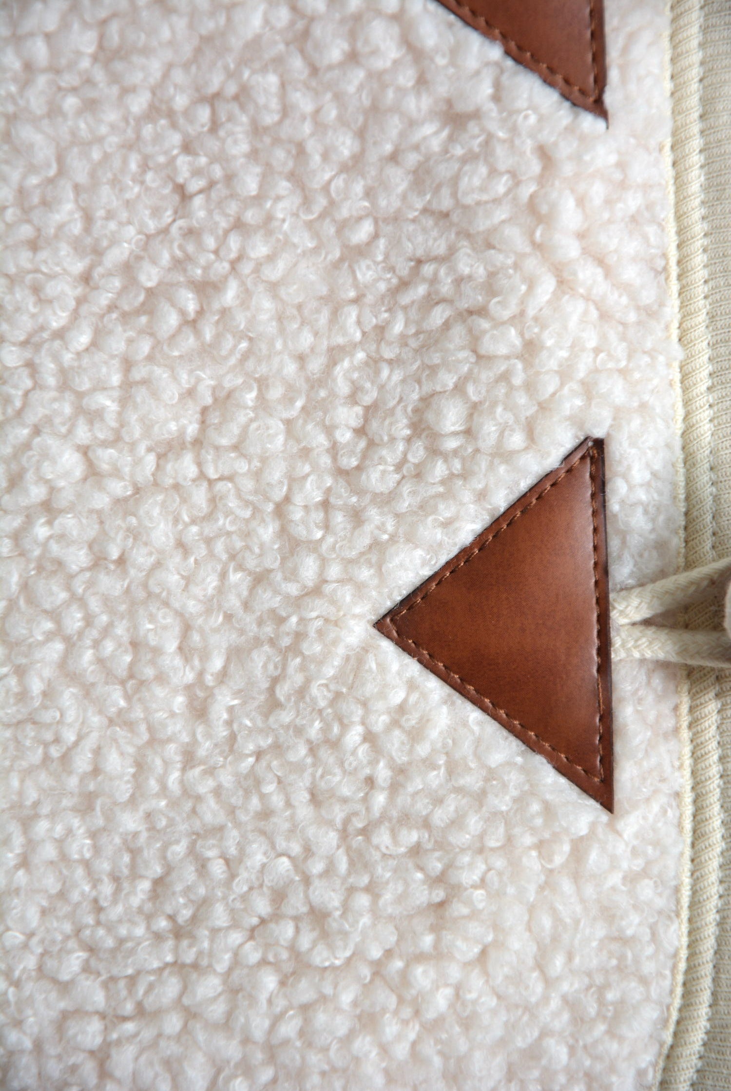 Close-Up of Nestor Baby Sherpa Vest – Beige and Grey Check Cotton Lining Inside Cream Teddy Outerwear for Toddlers