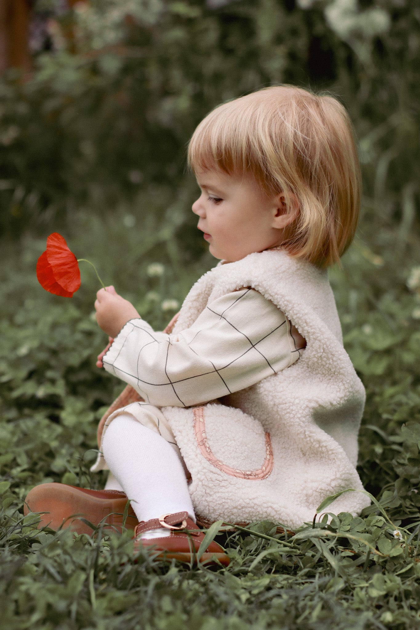 Baby Wearing Rosalie Teddy Vest – Cozy Cream Sleeveless Baby Vest, Kids Fashion, French designer, Trendy toddler outfit 
